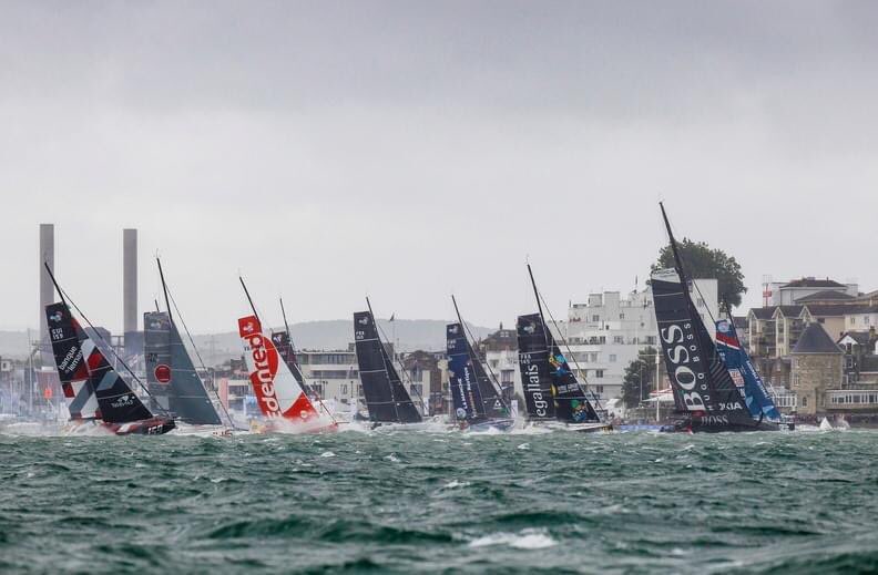 The IMOCAS and Class40s line up on their start Copyright RORC/Paul Wyeth fnst21-227